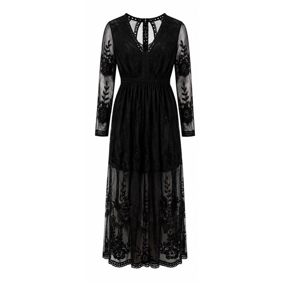Altar'd State Dresses & Skirts - Altar'd State Black Embroidered Lace Maxi Dress M Whimsigoth Witchy Gothic 0354